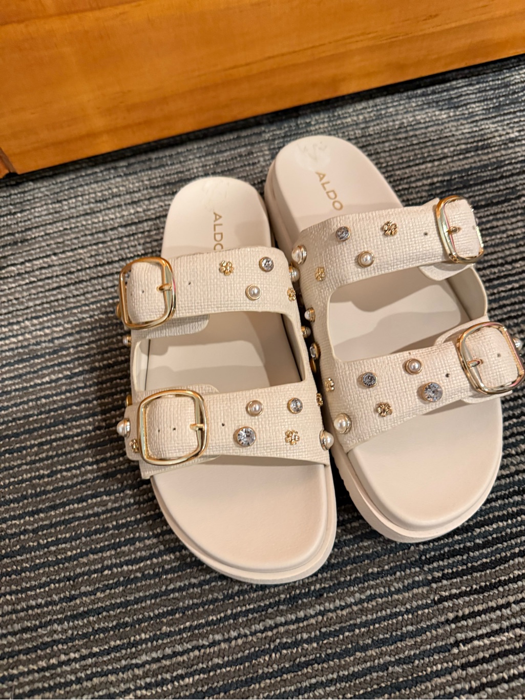 Aldo White Studded Sandals